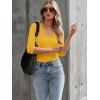 image34 Length Sleeve Womens Tops Lace Sexy V Neck Ribbed Knit Fitted T Shirts Dressy Casual Blouses Going Out TopsYellow