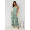 imageJumpsuits for Women 2025 Summer Rompers Boho Floral Overalls Casual Wide Leg Long Pant One Piece Vacation OutfitsGreen 1