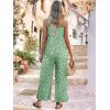 imageJumpsuits for Women 2025 Summer Rompers Boho Floral Overalls Casual Wide Leg Long Pant One Piece Vacation OutfitsGreen 2