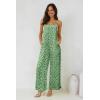 imageJumpsuits for Women 2025 Summer Rompers Boho Floral Overalls Casual Wide Leg Long Pant One Piece Vacation OutfitsGreen 3