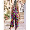imageJumpsuits for Women 2025 Summer Rompers Boho Floral Overalls Casual Wide Leg Long Pant One Piece Vacation OutfitsMulti