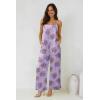 imageJumpsuits for Women 2025 Summer Rompers Boho Floral Overalls Casual Wide Leg Long Pant One Piece Vacation OutfitsPurple