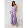 imageJumpsuits for Women 2025 Summer Rompers Boho Floral Overalls Casual Wide Leg Long Pant One Piece Vacation OutfitsPurple