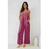 imageJumpsuits for Women 2025 Summer Rompers Boho Floral Overalls Casual Wide Leg Long Pant One Piece Vacation OutfitsRed Flower