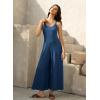 imageJumpsuits for Women 2025 Summer Sleeveless Casual Loose Wide Leg Long Pant Rompers One Piece Beach Vacation OutfitsNavy