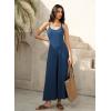 imageJumpsuits for Women 2025 Summer Sleeveless Casual Loose Wide Leg Long Pant Rompers One Piece Beach Vacation OutfitsNavy
