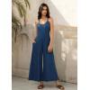 imageJumpsuits for Women 2025 Summer Sleeveless Casual Loose Wide Leg Long Pant Rompers One Piece Beach Vacation OutfitsNavy