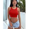 imageKaximil Womens Basic Sleeveless Cropped Tank Tops Sexy Racerback Double Layer Crop TopRed