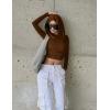 imageKaximil Womens Basic Tight Long Sleeve T Shirts Ruched Going Out Crop TopsCoffee