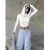 imageKaximil Womens Basic Tight Long Sleeve T Shirts Ruched Going Out Crop TopsWhite