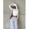 imageKaximil Womens Basic Tight Long Sleeve T Shirts Ruched Going Out Crop TopsWhite