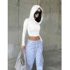 imageKaximil Womens Basic Tight Long Sleeve T Shirts Ruched Going Out Crop TopsWhite
