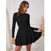 imageKaximil Womens Crew Neck Long Sleeve Corset Mini Dress Ruffle Hem Short Party Club DressesBlack