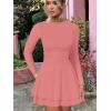 imageKaximil Womens Crew Neck Long Sleeve Corset Mini Dress Ruffle Hem Short Party Club DressesWater Pink
