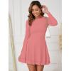 imageKaximil Womens Crew Neck Long Sleeve Corset Mini Dress Ruffle Hem Short Party Club DressesWater Pink