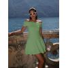 imageKaximil Womens Off The Shoulder Mini Dress Ruffle Hem Ruched Corset Short Cocktail Party DressesPea Green