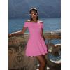 imageKaximil Womens Off The Shoulder Mini Dress Ruffle Hem Ruched Corset Short Cocktail Party DressesPink