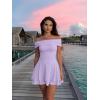 imageKaximil Womens Off The Shoulder Mini Dress Ruffle Hem Ruched Corset Short Cocktail Party DressesPurple