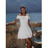 imageKaximil Womens Off The Shoulder Mini Dress Ruffle Hem Ruched Corset Short Cocktail Party DressesWhite