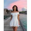 imageKaximil Womens Off The Shoulder Mini Dress Ruffle Hem Ruched Corset Short Cocktail Party DressesWhite