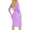 imageKaximil Womens Ribbed Basic Casual Midi Dress Long Sleeve Bodycon Ruched Club DressesPurple