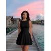 imageKaximil Womens Ruffle Hem Boat Neck Mini Dress Sleeveless Ruched Corset Short Party DressesBlack
