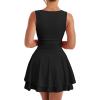 imageKaximil Womens Ruffle Hem Boat Neck Mini Dress Sleeveless Ruched Corset Short Party DressesBlack