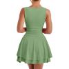 imageKaximil Womens Ruffle Hem Boat Neck Mini Dress Sleeveless Ruched Corset Short Party DressesPea Green