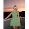 imageKaximil Womens Ruffle Hem Boat Neck Mini Dress Sleeveless Ruched Corset Short Party DressesPea Green