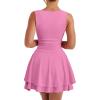 imageKaximil Womens Ruffle Hem Boat Neck Mini Dress Sleeveless Ruched Corset Short Party DressesPink
