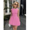 imageKaximil Womens Ruffle Hem Boat Neck Mini Dress Sleeveless Ruched Corset Short Party DressesPink