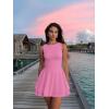 imageKaximil Womens Ruffle Hem Boat Neck Mini Dress Sleeveless Ruched Corset Short Party DressesPink