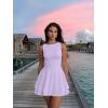 imageKaximil Womens Ruffle Hem Boat Neck Mini Dress Sleeveless Ruched Corset Short Party DressesPurple