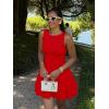 imageKaximil Womens Ruffle Hem Boat Neck Mini Dress Sleeveless Ruched Corset Short Party DressesRed