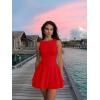 imageKaximil Womens Ruffle Hem Boat Neck Mini Dress Sleeveless Ruched Corset Short Party DressesRed