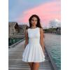 imageKaximil Womens Ruffle Hem Boat Neck Mini Dress Sleeveless Ruched Corset Short Party DressesWhite