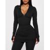 imageKaximil Womens Sexy 2 Piece Outfits Sweatsuits Half Zip Tracksuit Long Sleeve Ribbed Legging Pants SetBlack