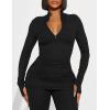 imageKaximil Womens Sexy 2 Piece Outfits Sweatsuits Half Zip Tracksuit Long Sleeve Ribbed Legging Pants SetBlack