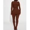 imageKaximil Womens Sexy 2 Piece Outfits Sweatsuits Half Zip Tracksuit Long Sleeve Ribbed Legging Pants SetCoffee