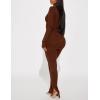 imageKaximil Womens Sexy 2 Piece Outfits Sweatsuits Half Zip Tracksuit Long Sleeve Ribbed Legging Pants SetCoffee