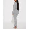 imageKaximil Womens Sexy 2 Piece Outfits Sweatsuits Half Zip Tracksuit Long Sleeve Ribbed Legging Pants SetGrey