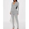 imageKaximil Womens Sexy 2 Piece Outfits Sweatsuits Half Zip Tracksuit Long Sleeve Ribbed Legging Pants SetGrey