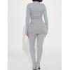 imageKaximil Womens Sexy 2 Piece Outfits Sweatsuits Half Zip Tracksuit Long Sleeve Ribbed Legging Pants SetGrey