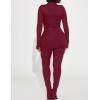 imageKaximil Womens Sexy 2 Piece Outfits Sweatsuits Half Zip Tracksuit Long Sleeve Ribbed Legging Pants SetWine Red