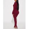 imageKaximil Womens Sexy 2 Piece Outfits Sweatsuits Half Zip Tracksuit Long Sleeve Ribbed Legging Pants SetWine Red
