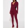 imageKaximil Womens Sexy 2 Piece Outfits Sweatsuits Half Zip Tracksuit Long Sleeve Ribbed Legging Pants SetWine Red