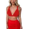 imageKaximil Womens Sexy Backless Cami Sleeveless Self Tie Criss Cross Halter Crop Tank TopRed