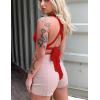 imageKaximil Womens Sexy Backless Cami Sleeveless Self Tie Criss Cross Halter Crop Tank TopRed