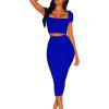 imageKaximil Womens Sexy Bodycon Midi Club Dresses Basic Casual 2 Piece Outfits Crop Top Skirt SetRoyalblue