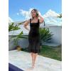 imageKaximil Womens Sexy Bodycon Ruched Square Neck Midi Dresses Elegant Sleeveless Ruffle Cocktail Party DressBlack